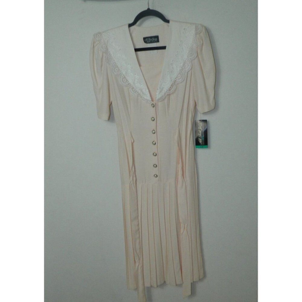 All That Jazz Dress Vintage 80's CottageCore Removable Dickie Junior Size 9/10 - Picture 13 of 15